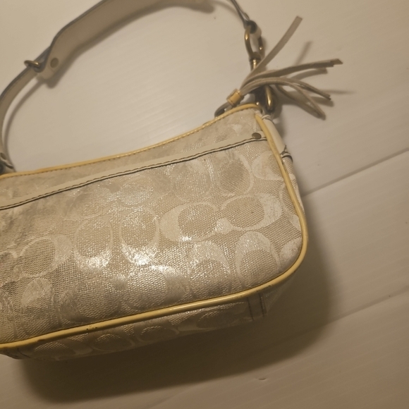 Coach Metallic Silver Monogram Baguette Demi Bag 2182 purse Y2K - Picture 11 of 16